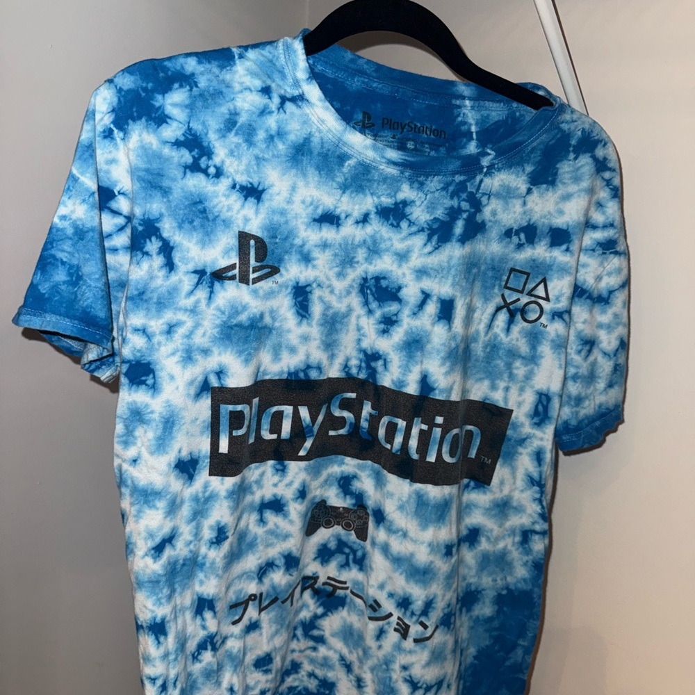 MENS MEDIUM Sony PlayStation Tie-Dye Blue Tee